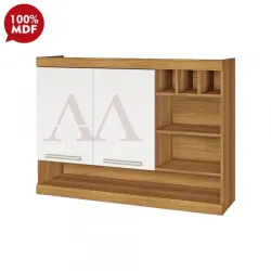 ARMARIO NESHER 2P ABRIR C/ ADEGA BURGUESA PREMIUM 120CM FREIJO / BRANC