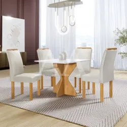 CJ MESA 4C CEL MOVEIS MILAO QUADRADA 90X90 TAMPO MILAO PLUS C/VDO CAD.