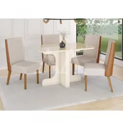 CJ MESA 4C HENN MAVI RETANGULAR 120X80 TAMPO C/ VIDRO OFF WHITE CAD AN