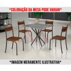 CJ MESA 4C MOVEIS TEIXEIRA ATLANTA QUADRADA 70X70 MARROM C/ RATAN CARV