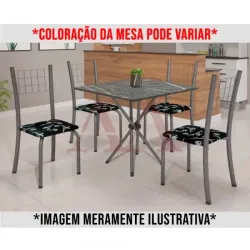 CJ MESA SOMA 4C DANY 70X70 QUADRADA FLORAL CINZA LACA