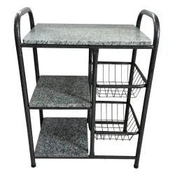 FRUTEIRA SERRA TUBOS P/ MICRO 90CM C/GRANITO 2 CESTAS PRETO MARTELADO