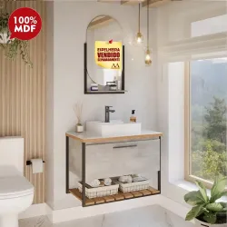 GABINETE P/ BANHEIRO MGM CARIBE 60CM C/ CUBA SOBREPOR CIMENTO