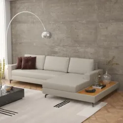 ESTOFADO PEREIRA MOVEIS 6 LUGARES LOFT 322 COM CHAISE E DECK LINHO ARE