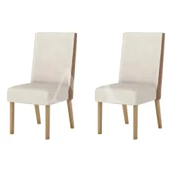 CJ 02 CADEIRAS HENN ANNE TEC/ LINHO NATURE/COURANO