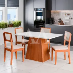 CJ MESA 4C DOBUE CORDOBA 137X80 CINAMOMO/BRANCO OFF/NEVOA BOUCLE