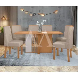 CJ MESA 6C LOPAS ASTRID CANT.COPO CAD ASTRID 160X80 LINHO RINZAI BEGE