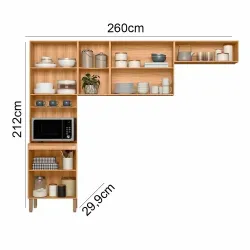 COZINHA NICIOLI COMPACTA MARIA FLOR FREIJO / OFF WHITE CRISTAL