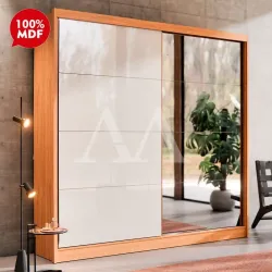 ROUPEIRO 2P CORRER 4G ROBEL STUDIO C/ ESPELHO FREIJO / OFF WHITE