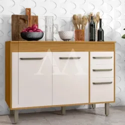 BALCAO POLIMAN 3P 2G MALTA 120CM FREIJO/OFF ACETINADO