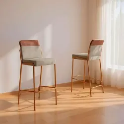 CJ 02 BANQUETAS CARRARO DUO 1753 COURINO CARAMELO/AREIA C/ TUBO ROSE