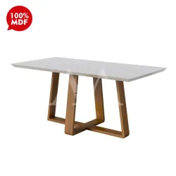 MESA IMCAL WOOD 1.8 C/ VIDRO RETANGULAR OFF WHITE/NATURE