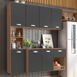 COZINHA POLIMAN SUSPENSA MILA C/ BALCAO BRANCO/GRAFITE