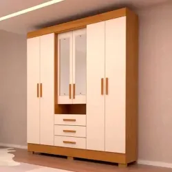 ROUPEIRO 6P ABRIR 3G ACP DEBORA CAPELINHA C/ESPELHO CINAMOMO/OFF WHITE