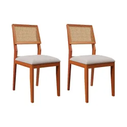 CJ 02 CADEIRAS AGN LARISSA TELA MADEIRA/LINHO