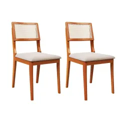 CJ 02 CADEIRAS AGN LETICIA TELA MADEIRA/LINHO