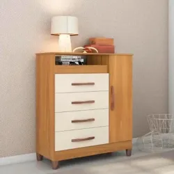 COMODA 4G 1P. ABRIR ALBATROZ TURQUESA CARVALHO GRIFE / OFF WHITE