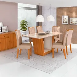 CJ MESA 6C LOPAS APOGEU CANT.COPO CAD APOGEU 160X80 NATURALE CREME AME