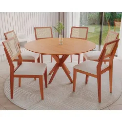 CJ MESA 4C AGN VITORIA REDONDA 130CM TAMPO LAMINADO CAD LARISSA MADEIR