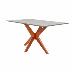 MESA AGN ANNA RETANGULAR 116X80 C/VIDRO MADEIRA/OFF WHITE