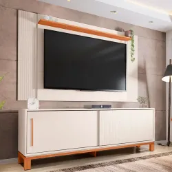 COMBO BANCADA PAINEL CAEMMUN MONDRIAN 1.8 OFF WHITE MR/FREIJO