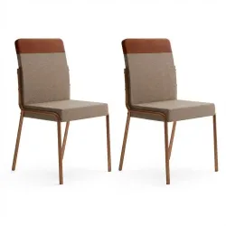 CJ 02 CADEIRAS CARRARO DUO 1739 COURINO CARAMELO C/ TUBO ROSE