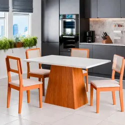 CJ MESA 4C DOBUE CORDOBA 137X80 CINAMOMO/BRANCO OFF/NEVOA BOUCLE