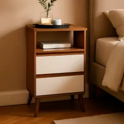 MESA DE CABECEIRA 2G EJ RETRO ROMA FREIJO/OFF WHITE