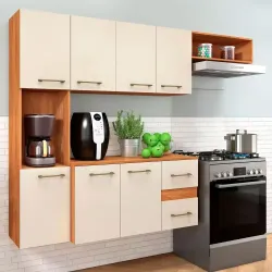 COZINHA FELLICCI COMPACTA MILA C/ BALCAO CINAMOMO/OFF WHITE