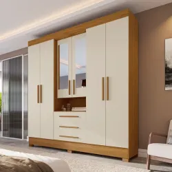 ROUPEIRO 6P ABRIR 3G ACP DEBORA CAPELINHA C/ESPELHO CINAMOMO/OFF WHITE