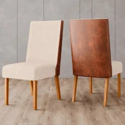 CJ 02 CADEIRAS HENN ANNE TEC/ LINHO NATURE/COURANO