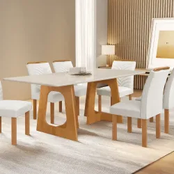 CJ MESA 6C CEL MOVEIS CANCUN RETANGULAR 170X90 TAMPO SMART PLUS C/VDO CAD. CANCUN TEC 178 OFF/CINAMOMO