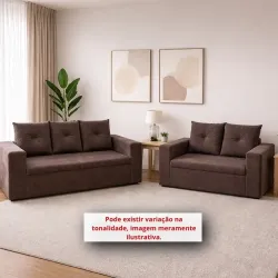 CJ ESTOFADO RG FLEX 2/3 LUGARES TURIM MARROM