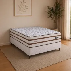 CJ BASE BOX/COLCHAO MOLAS ENSACADAS 138X188X76 DESIGN FIORE BEGE