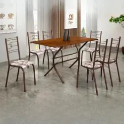 CJ MESA 6C MOVEIS TEIXEIRA PARATY RETANGULAR 140X75 BRANCO MARROM / MA