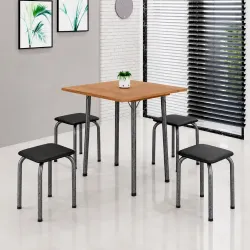 CJ MESA 4 BANQ SOMA LUANA 68X68 QUADRADA PRETO PRATA CINAMOMO