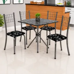 CJ MESA SOMA 4C DANY 70X70 QUADRADA FLORAL CINZA LACA