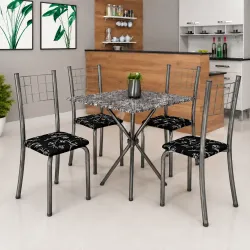 CJ MESA SOMA 4C DANY 70X70 QUADRADA FLORAL PRATA MARTELADO OCRE