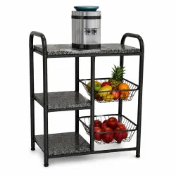 FRUTEIRA SERRA TUBOS P/ MICRO 90CM C/GRANITO 2 CESTAS PRETO MARTELADO