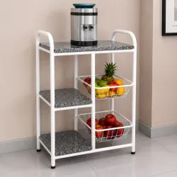 FRUTEIRA SERRA TUBOS P/ MICRO 90CM C/GRANITO 2 CESTAS BRANCO MARTELADO