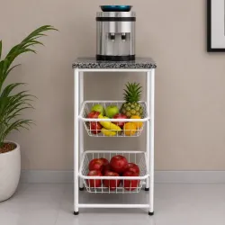 FRUTEIRA SERRA TUBOS 90CM C/GRANITO 2 CESTAS BRANCO