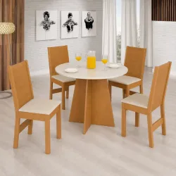 CJ MESA 4C SAO CARLOS ELANE REDONDA 90x90 FREIJO / OFF WHITE