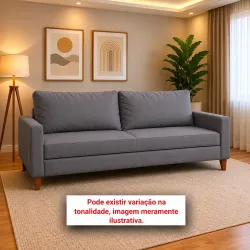 ESTOFADO MALU 3 LUGARES CHANEL GRAFITE VELUDO