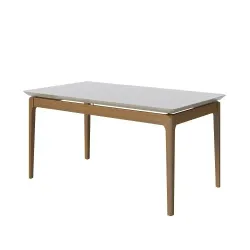 MESA IMCAL WIND 2.2 C/ VIDRO RETANGULAR OFF WHITE/CINAMOMO