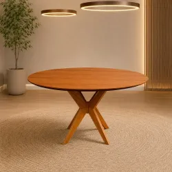 MESA AGN VITORIA REDONDA 90CM TAMPO LAMINADO MADEIRA