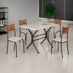 CJ MESA 4C MOVEIS TEIXEIRA ATLANTA RETANGULAR 120X75 C/RATAN CARVALHO
