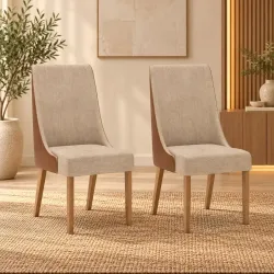 CJ 02 CADEIRAS HENN IVY NATURE/CORANO CARAMELO/CREME